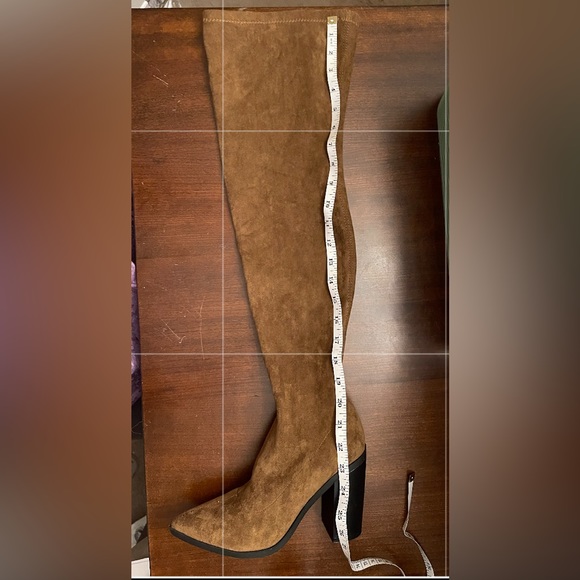 So Me Women's Brown Leather Over The Knee Stretchy Boots Size 7 - Picture 3 of 9